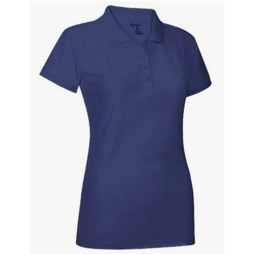 Junior Girls Navy Blue Short Sleeve Performance Polo Shirt Size Large L